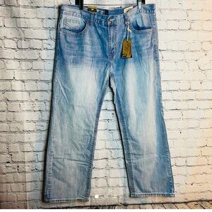 Axel Men’s Treadwell Relaxed Straight Light Blue Denim Jeans Waist 38